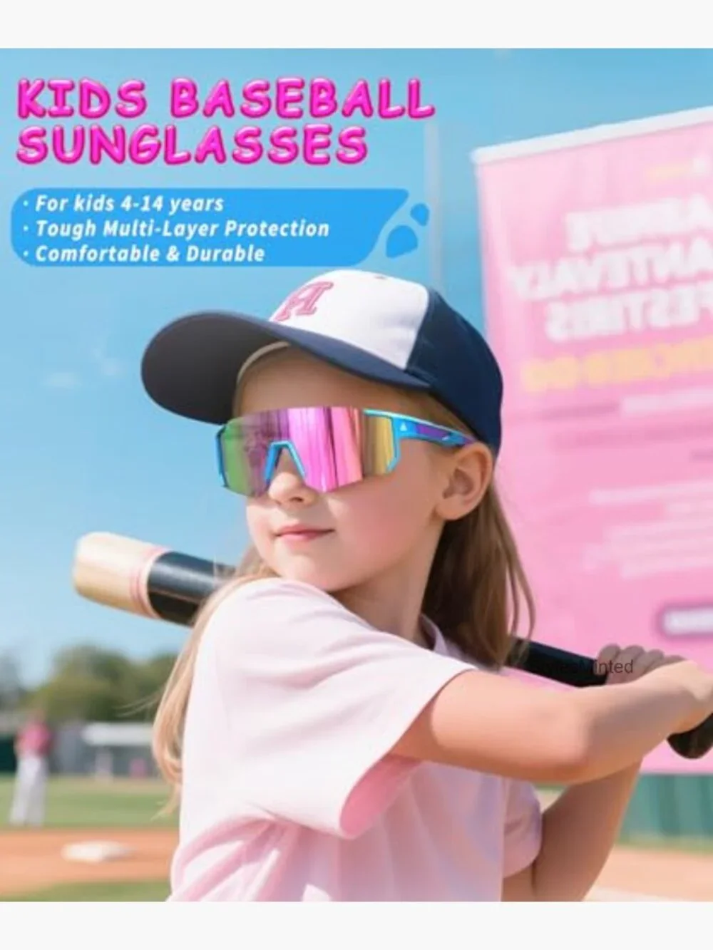 Youth Baseball Softball Sunglasses 3 Pack UV Protection Kids Sports